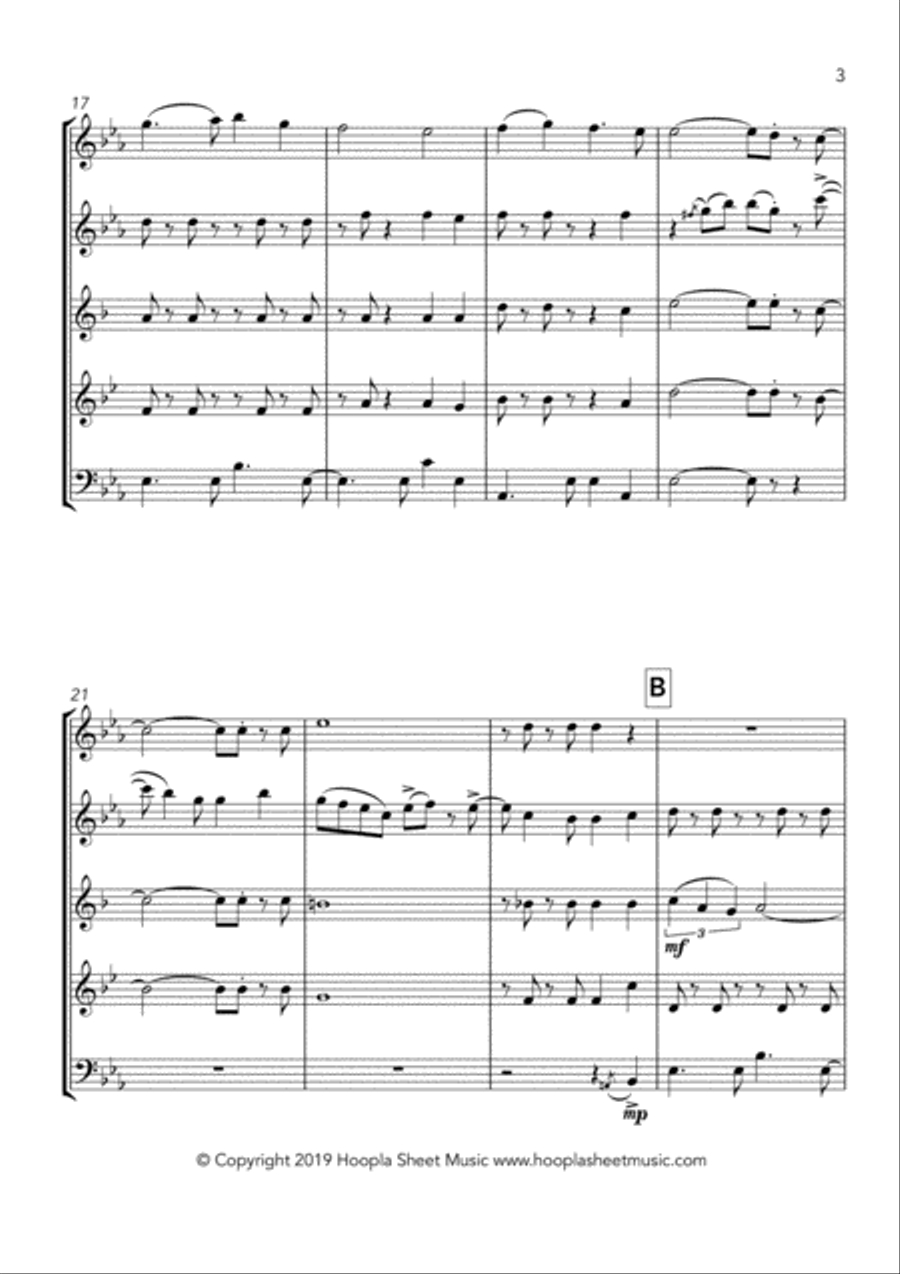 Bossa Nova Bleak Midwinter (In the Bleak Midwinter) Woodwind Quintet scores gallery preview page 3