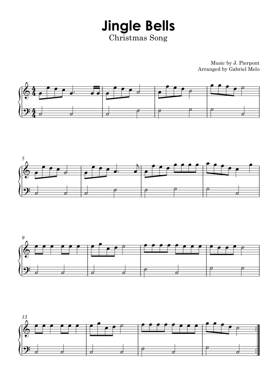 Jingle Bells Easy Piano scores gallery preview page 1