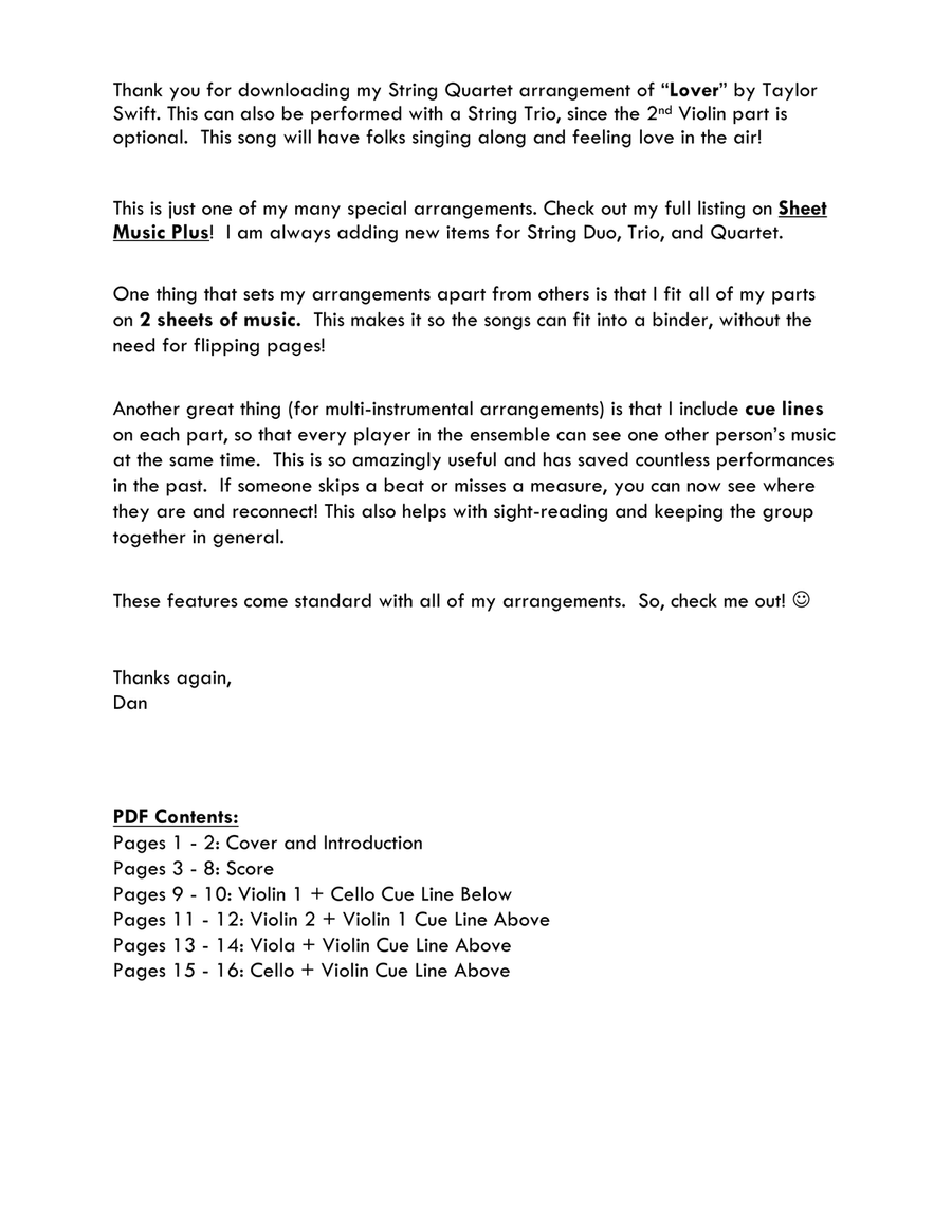Lover String Quartet scores gallery preview page 2
