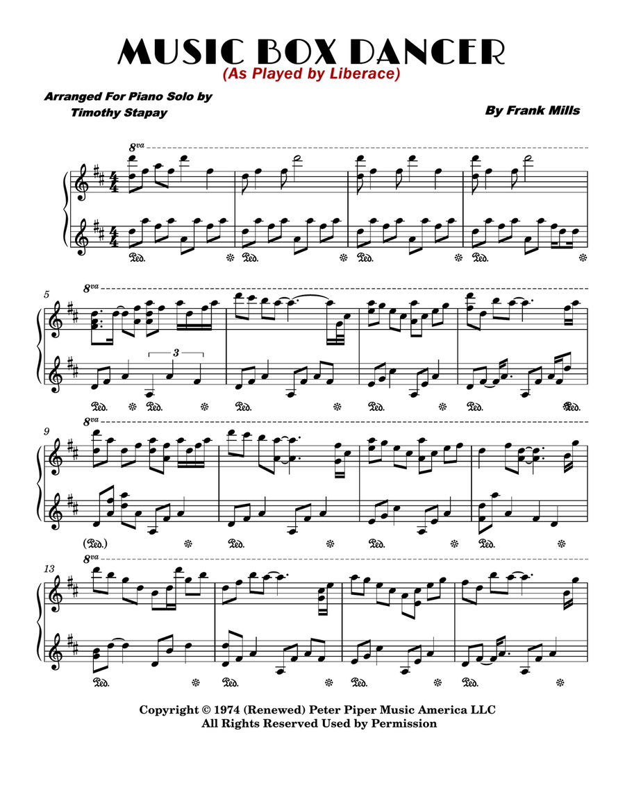 Music Box Dancer Piano Solo scores gallery preview page 1