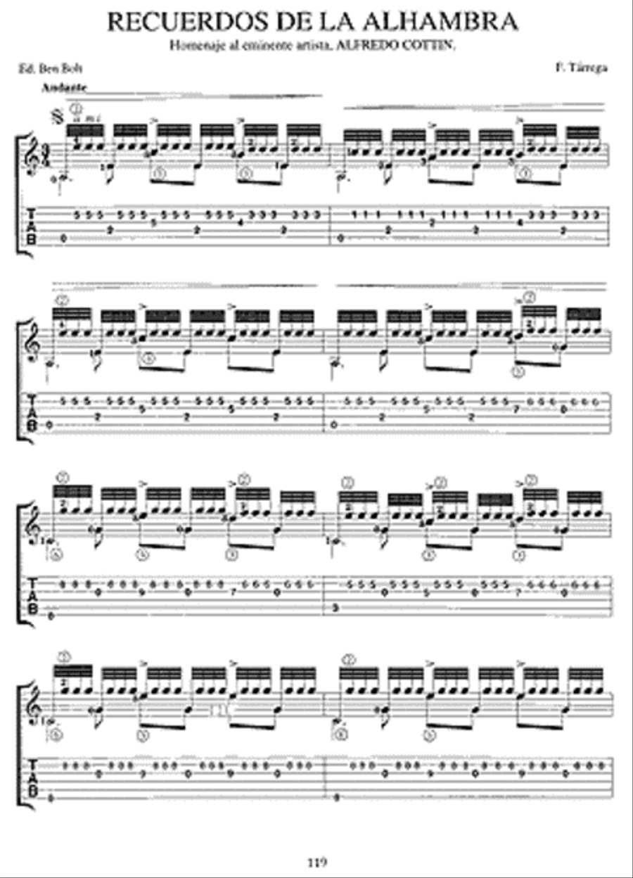 Tarrega in Tablature Classical Guitar scores gallery preview page 2