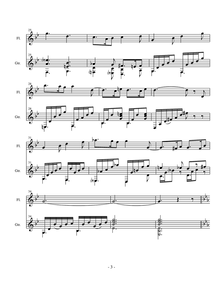 Sicilienne (Gabriel Faure) arr. for flute (or oboe or violin)and classical guitar Small Ensemble scores gallery preview page 4