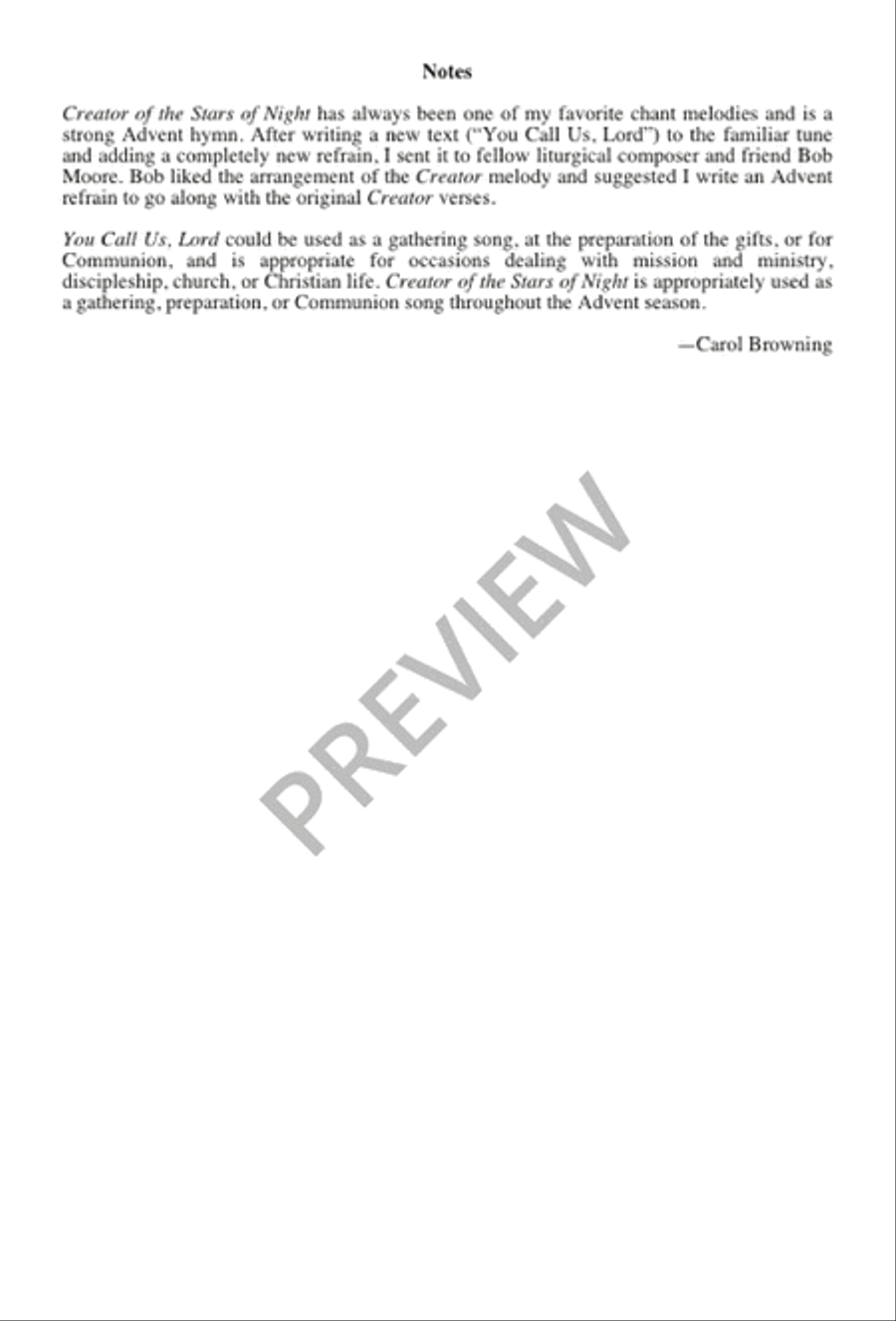 You Call Us, Lord / Creator of the Stars of Night Unison Choir scores gallery preview page 2