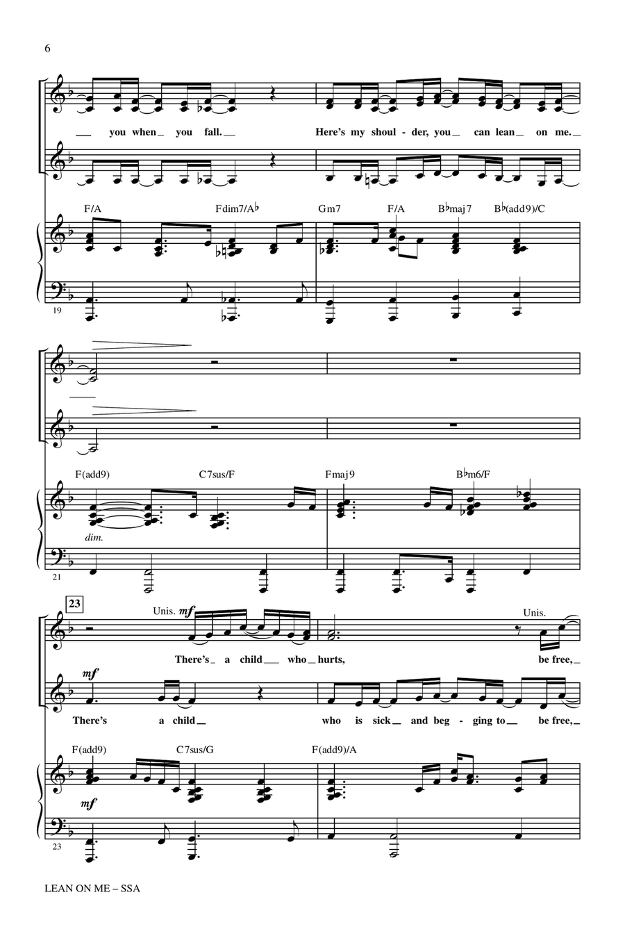 Lean On Me Lean On Me SSA scores gallery preview page 4