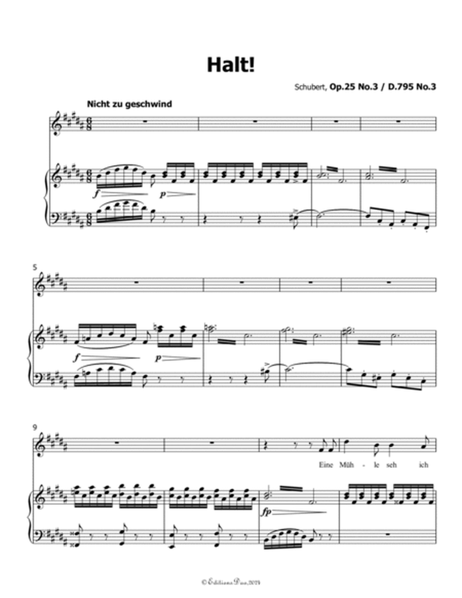 Halt! by Schubert, Op.25 No.3, in B Major