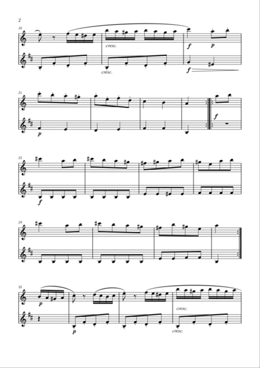 Turkish March - Flute and Clarinet Duet Woodwind Duet scores gallery preview page 2
