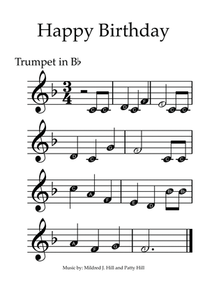 Happy Birthday - Trumpet with note names