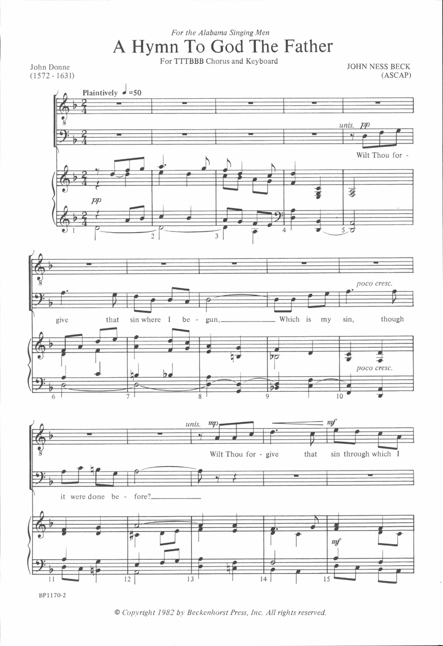 A Hymn to God the Father - TTBB TTBB scores gallery preview page 2