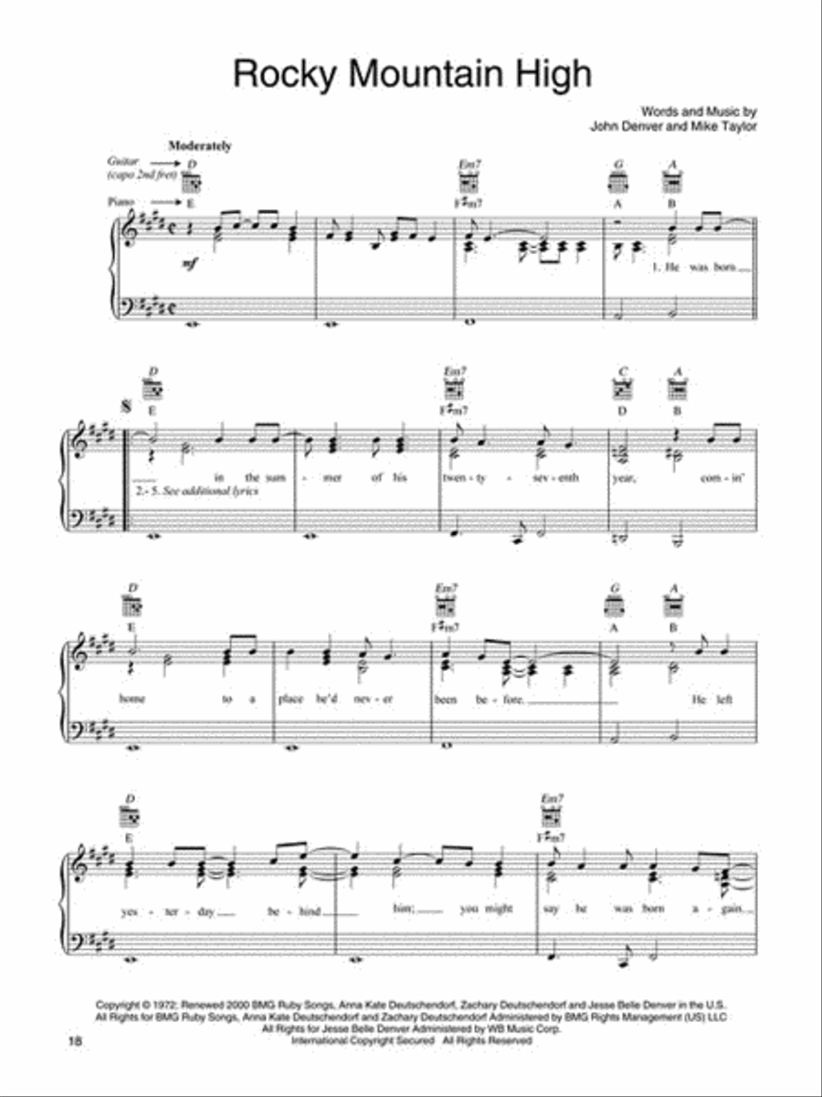 John Denver Piano, Vocal, Guitar scores gallery preview page 3