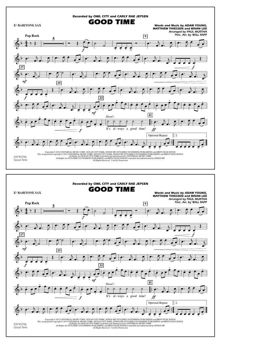 Good Time - Eb Baritone Sax Marching Band scores gallery preview page 1