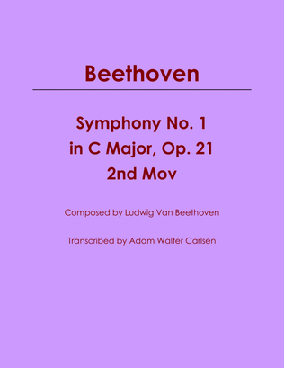 Book cover for Beethoven Symphony No. 1 in C Major, Op. 21 Mov. 2