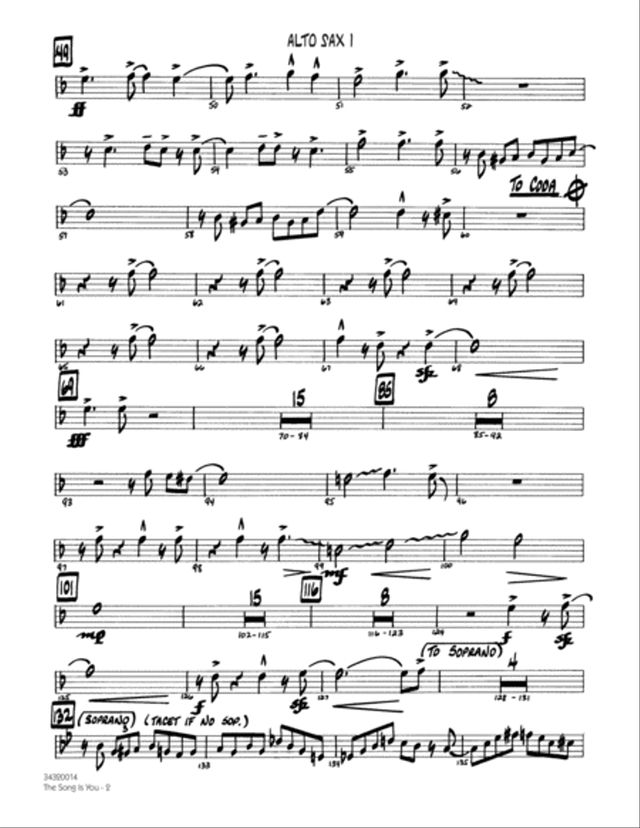 The Song Is You - Alto Sax 1 Alto Saxophone scores gallery preview page 2