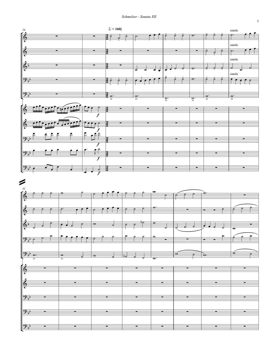 Sonata XII for 10-part Brass Ensemble Brass Ensemble scores gallery preview page 3