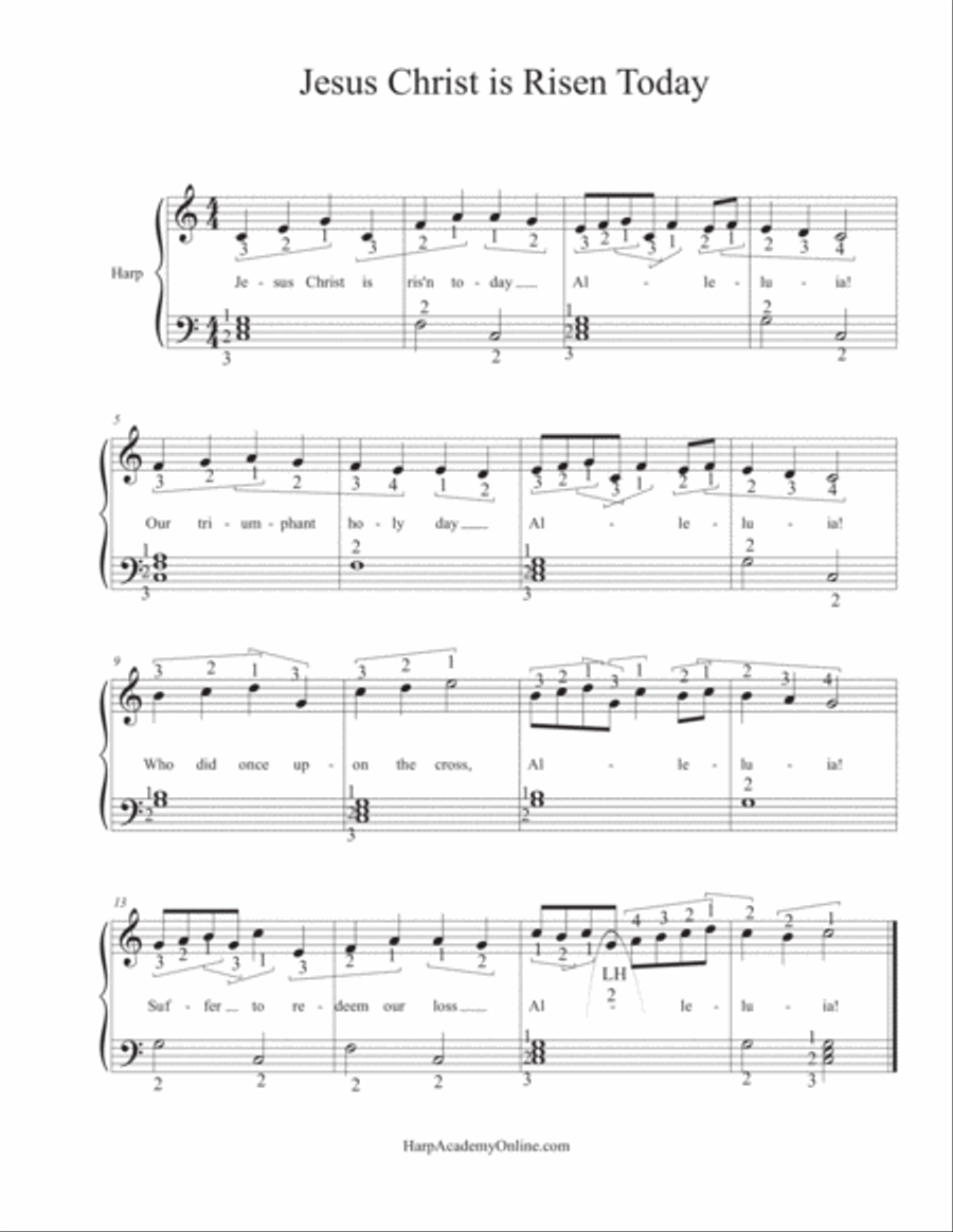 Jesus Christ is Risen Today Harp scores gallery preview page 1