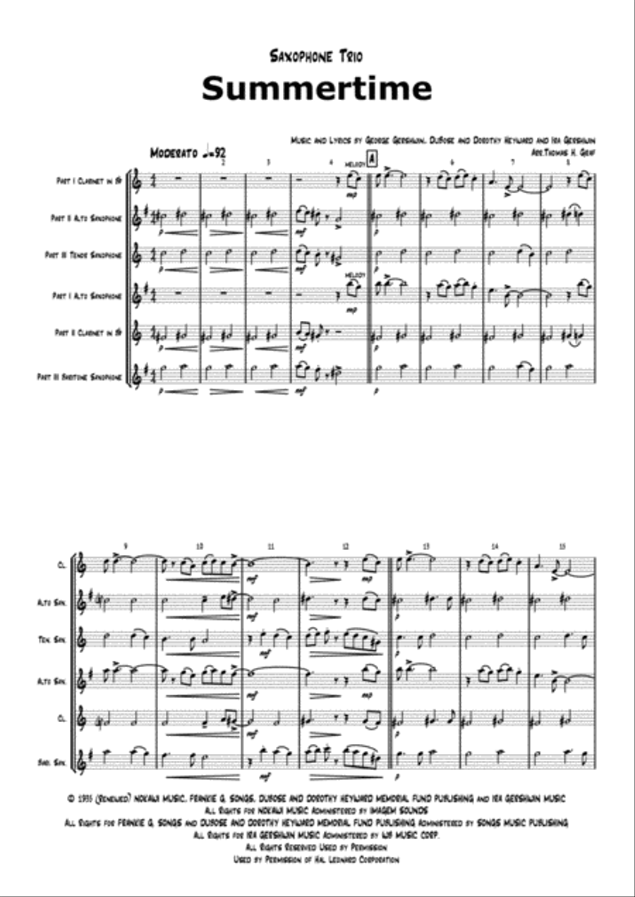 Summertime Woodwind Trio scores gallery preview page 1
