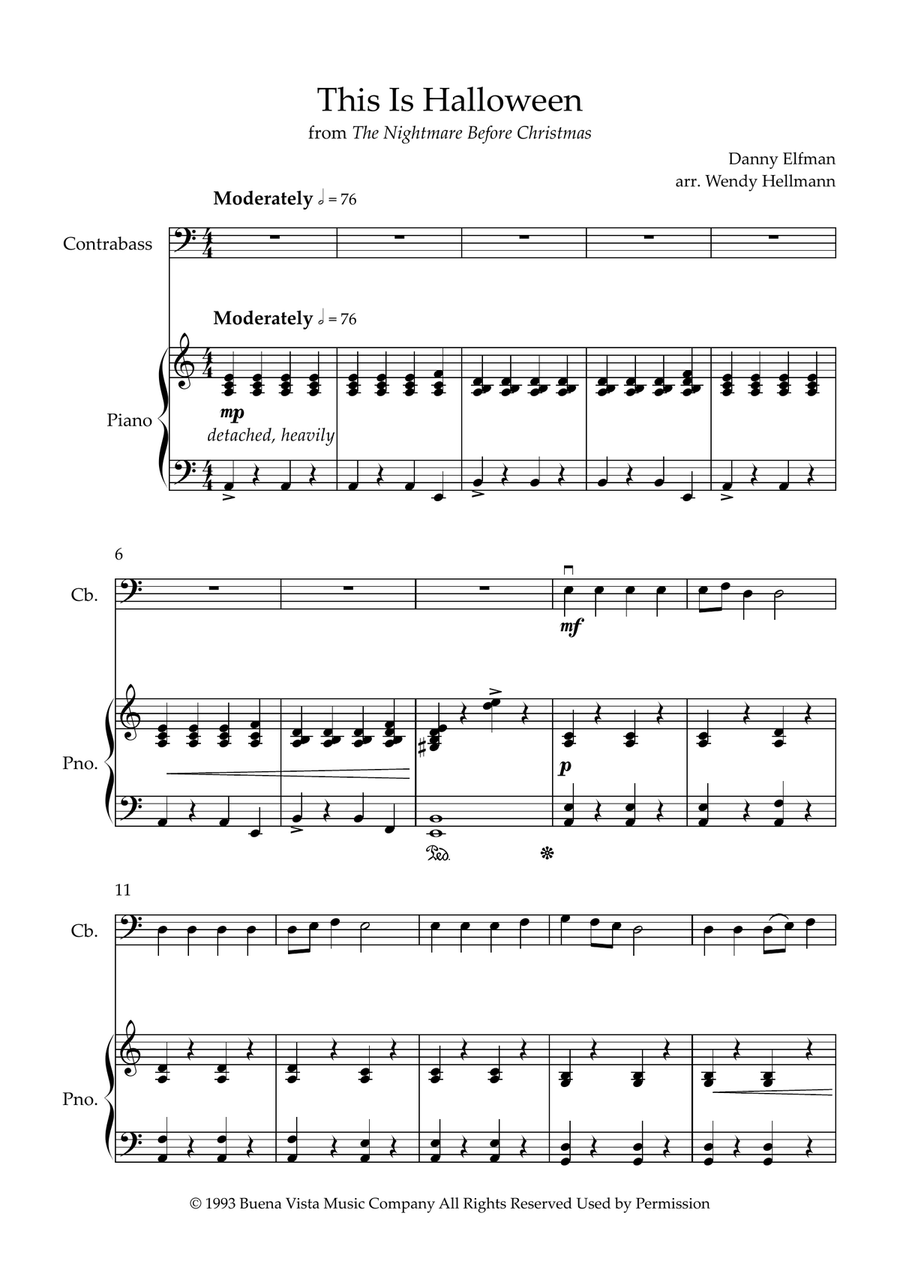 This Is Halloween Double Bass scores gallery preview page 1