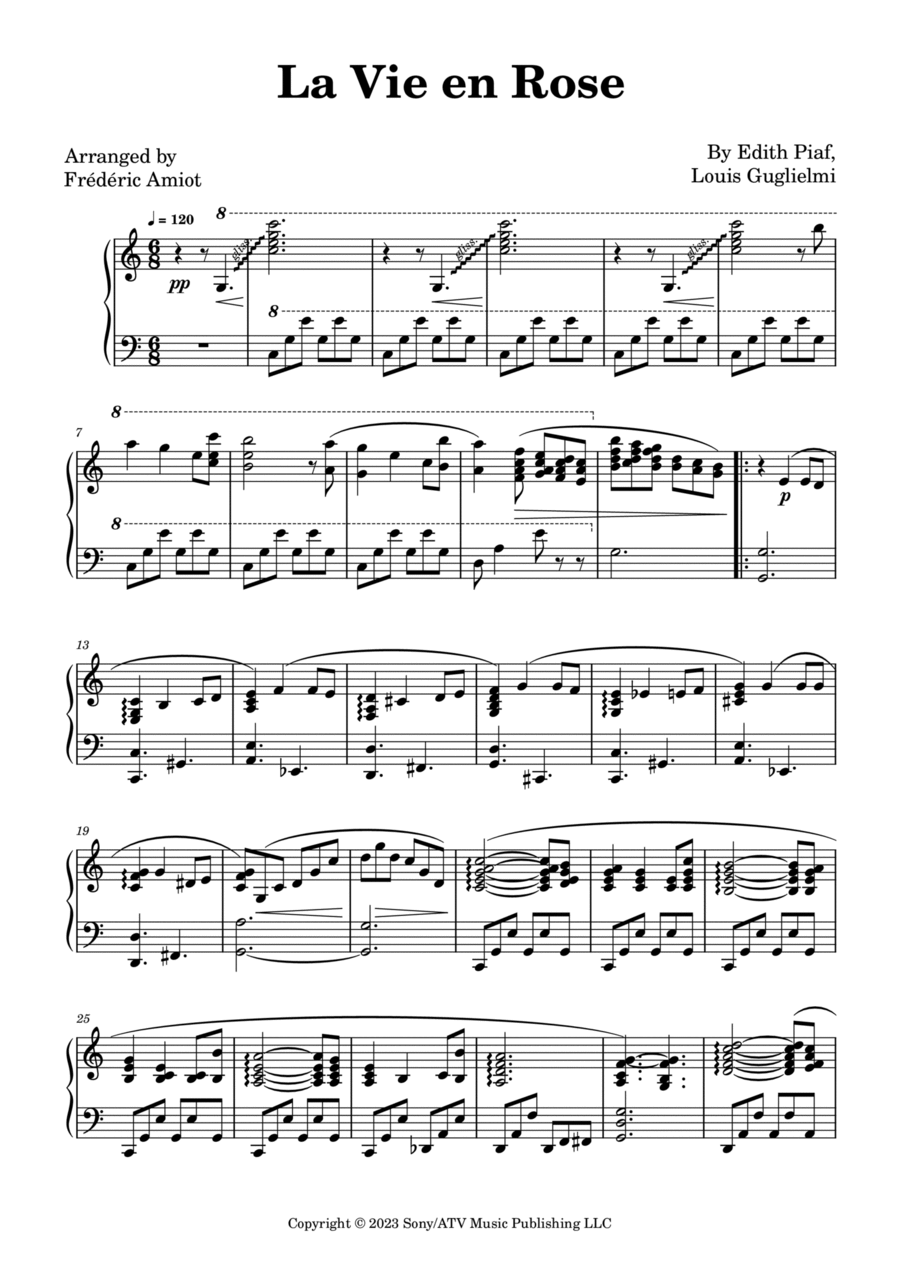 La Vie En Rose Piano Solo scores gallery preview page 1