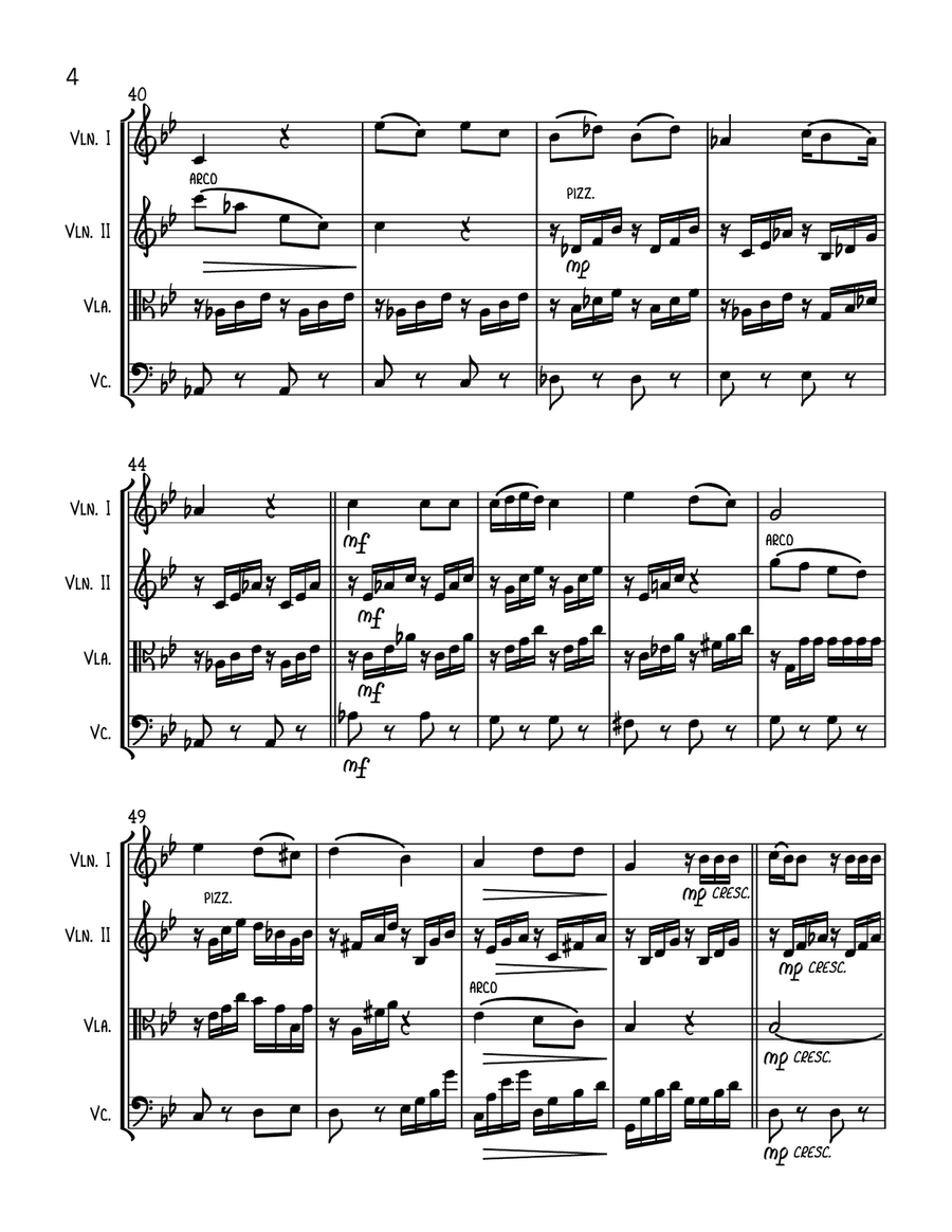 Voi Che Sapete from THE MARRIAGE OF FIGARO - String Quartet String Quartet scores gallery preview page 4
