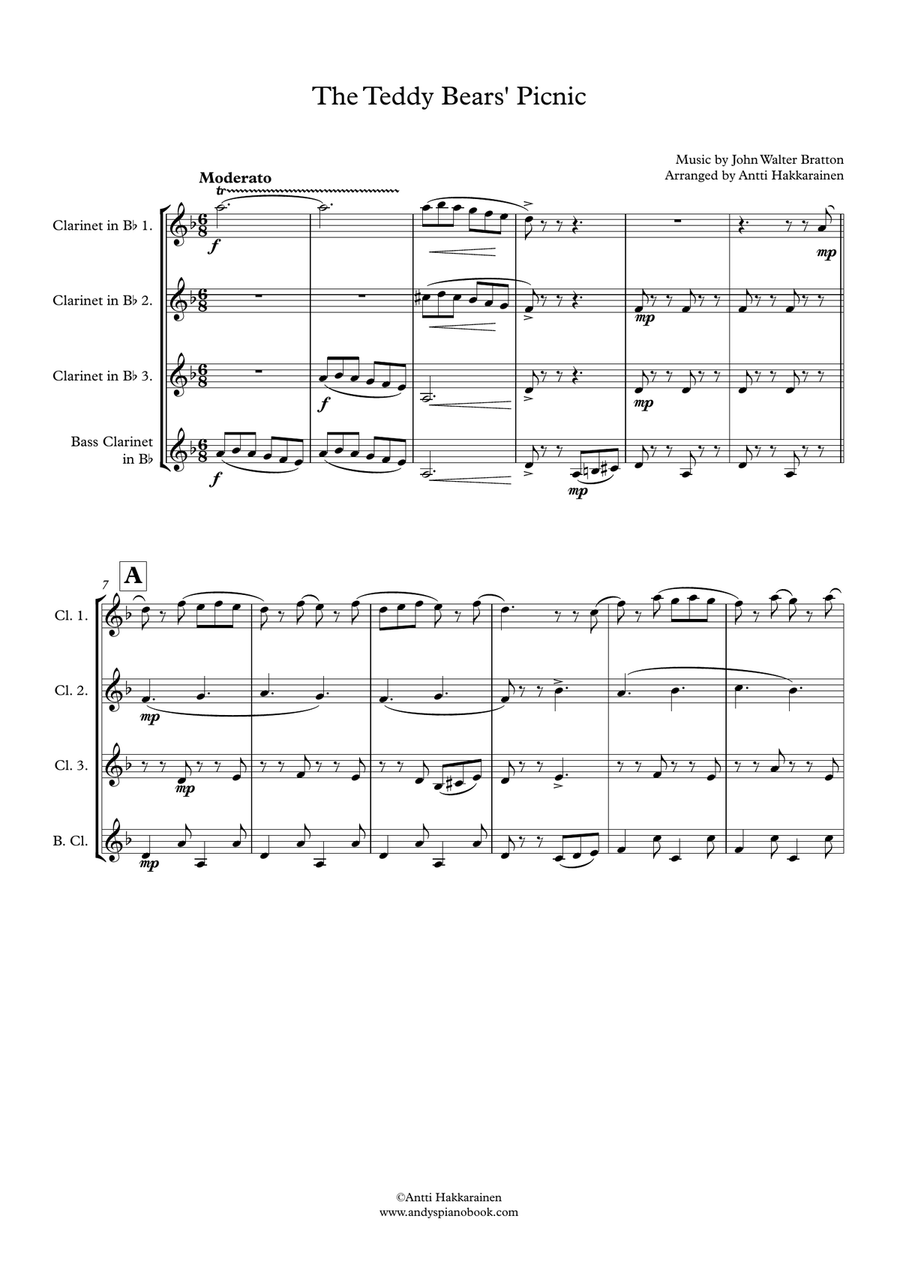 The Teddy Bears' Picnic - Clarinet Quartet Clarinet Quartet scores gallery preview page 2