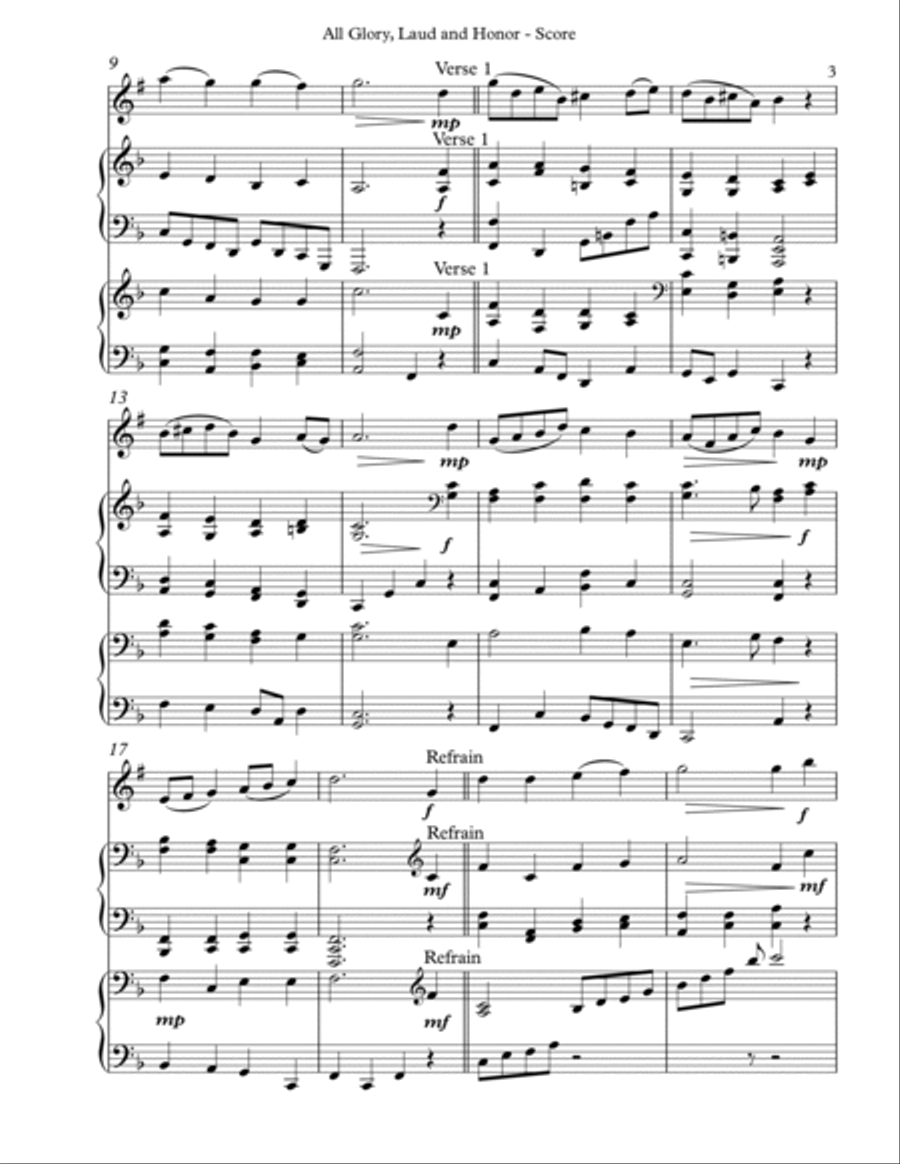 All Glory, Laud and Honor Trio for Bb Clarinet, Harp and Piano B-Flat Clarinet scores gallery preview page 3