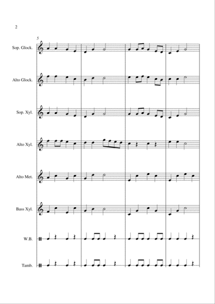 Up On The Housetop - For Orff Ensemble Percussion Ensemble scores gallery preview page 2