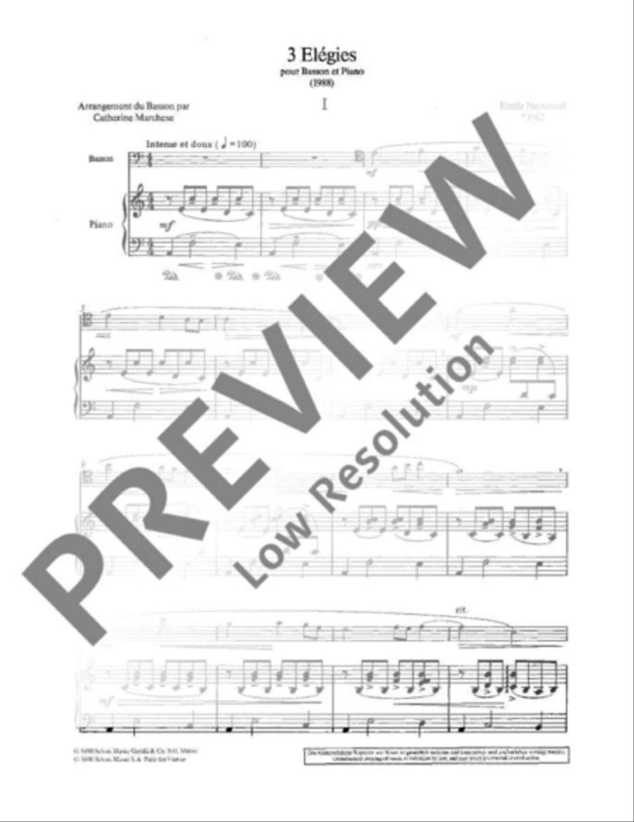Three Elégies Three Elégies Bassoon Solo scores gallery preview page 3