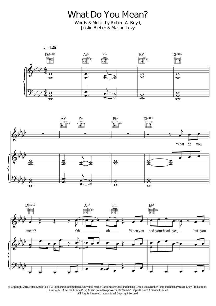 What Do You Mean? What Do You Mean? Piano, Vocal scores gallery preview page 1