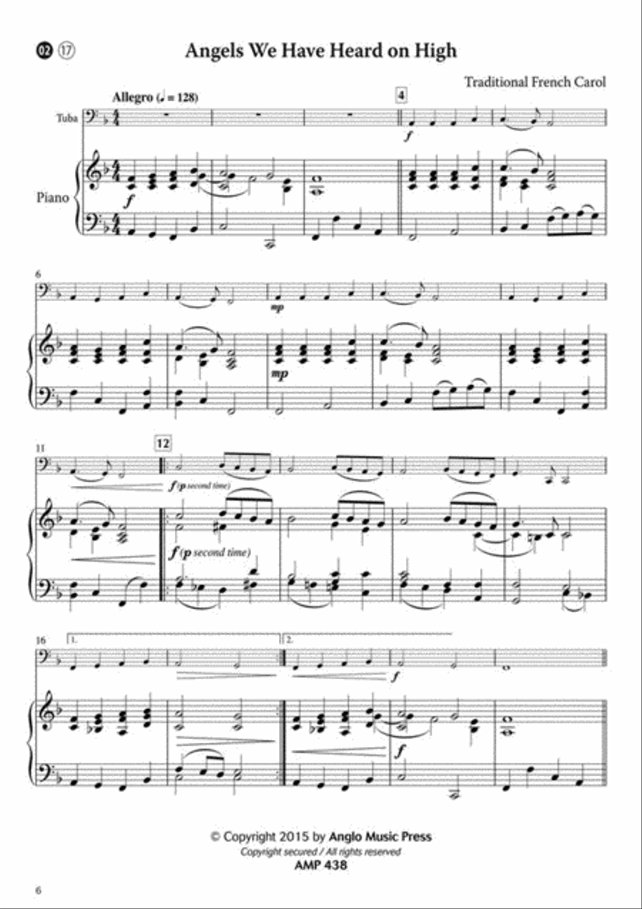 15 Intermediate Christmas Carols Tuba scores gallery preview page 2