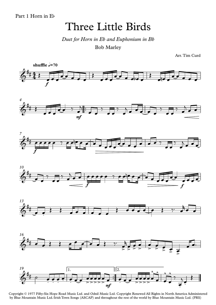 Three Little Birds Brass Duet scores gallery preview page 2