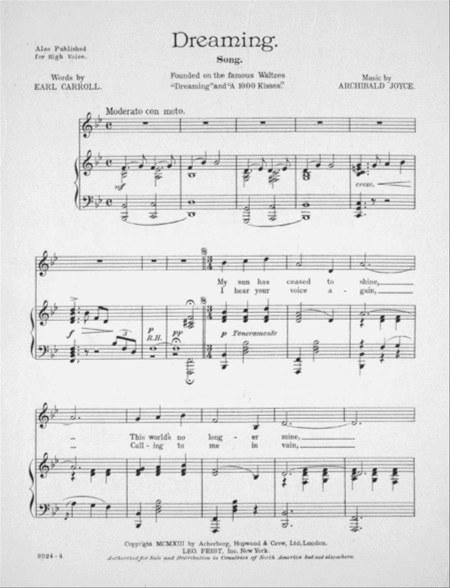 The Sensation Waltz Song of Two Continents. Dreaming Voice scores gallery preview page 3