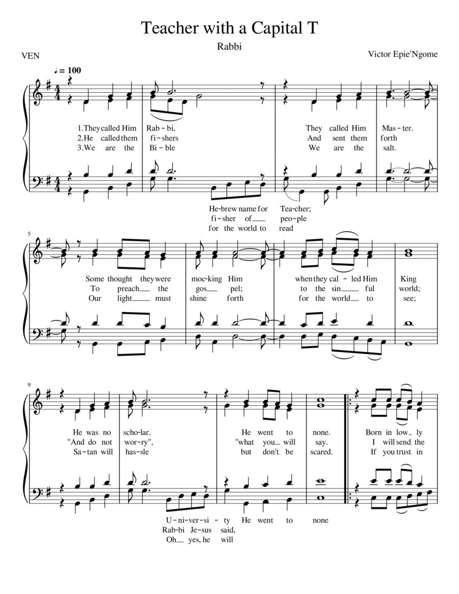 Teacher with the Capital T 4-Part scores gallery preview page 1