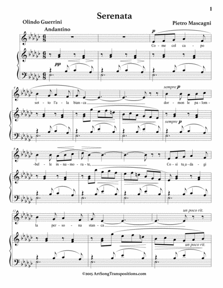 MASCAGNI: Serenata (transposed to E-flat minor)