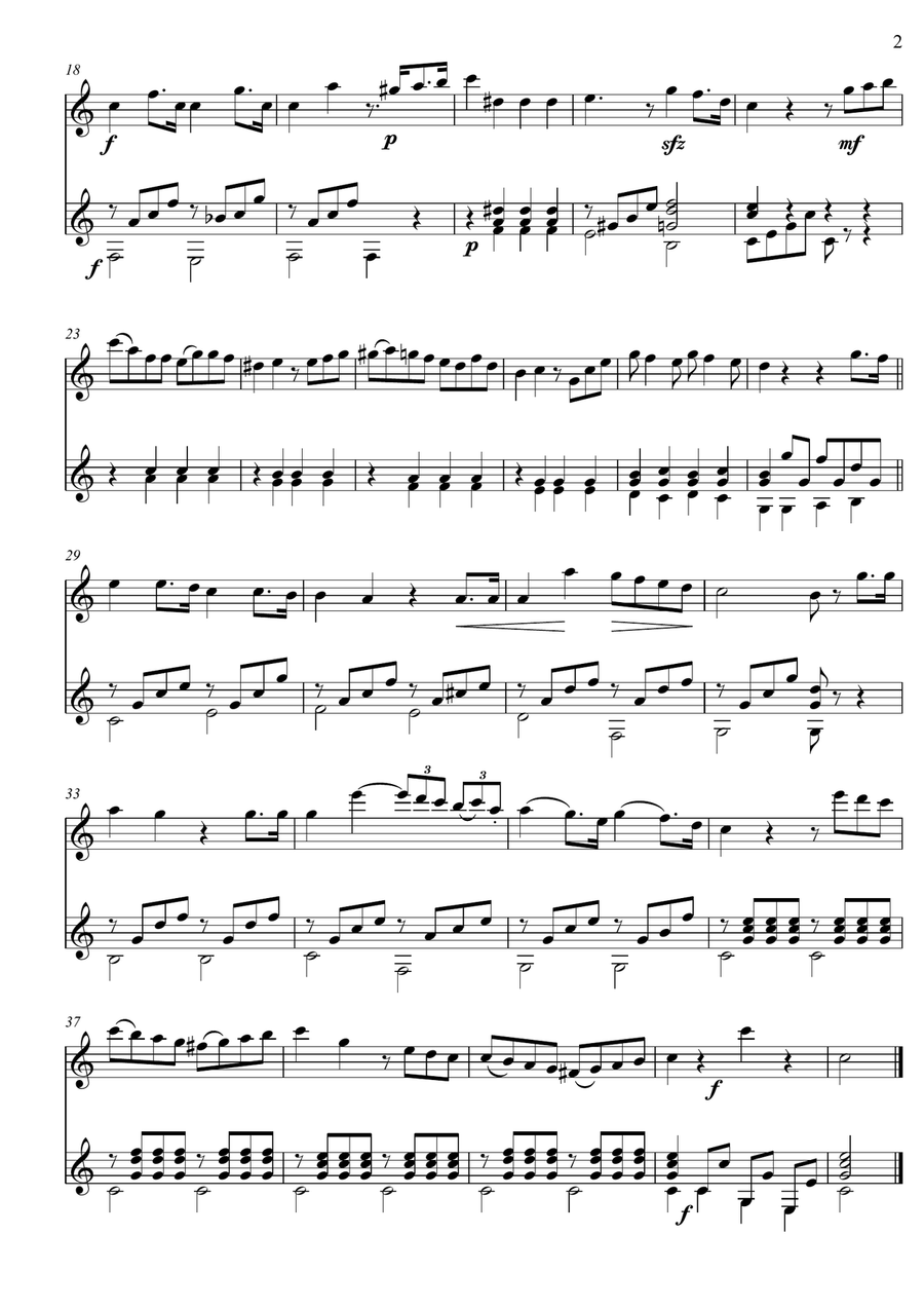 Easy Flute Guitar duets play along by Giuliani part I Flute scores gallery preview page 2