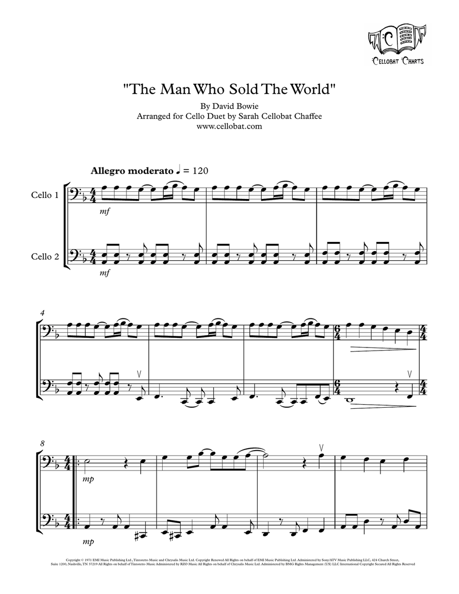 The Man Who Sold The World by Nirvana String Duet - Digital Sheet Music