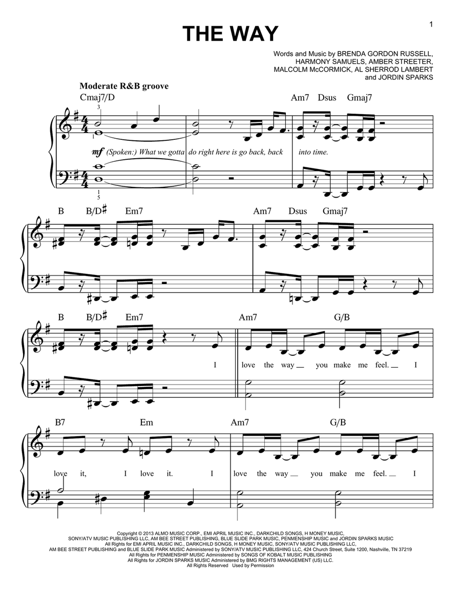 The Way (feat. Mac Miller) Easy Piano scores gallery preview page 1