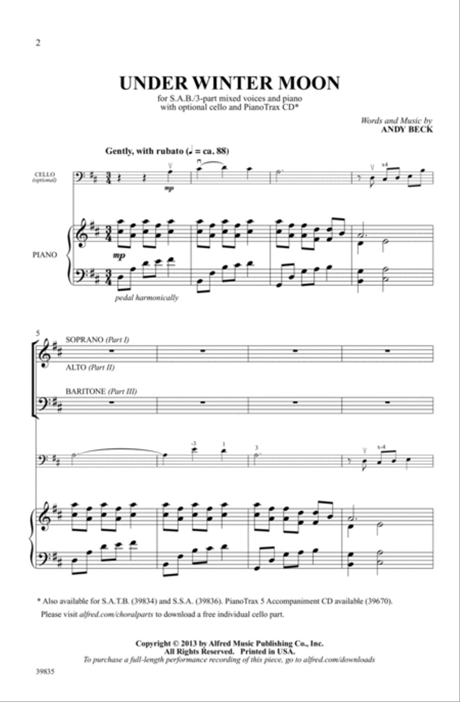 Under Winter Moon Under Winter Moon Choir scores gallery preview page 1