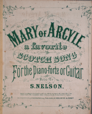 Book cover for Mary of Argyle. A Favorite Scotch Song for the Piano-forte or Guitar