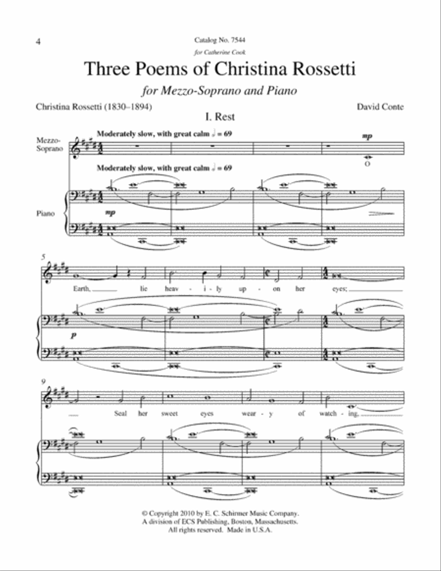 Three Poems of Christina Rossetti Mezzo-Soprano Voice scores gallery preview page 3