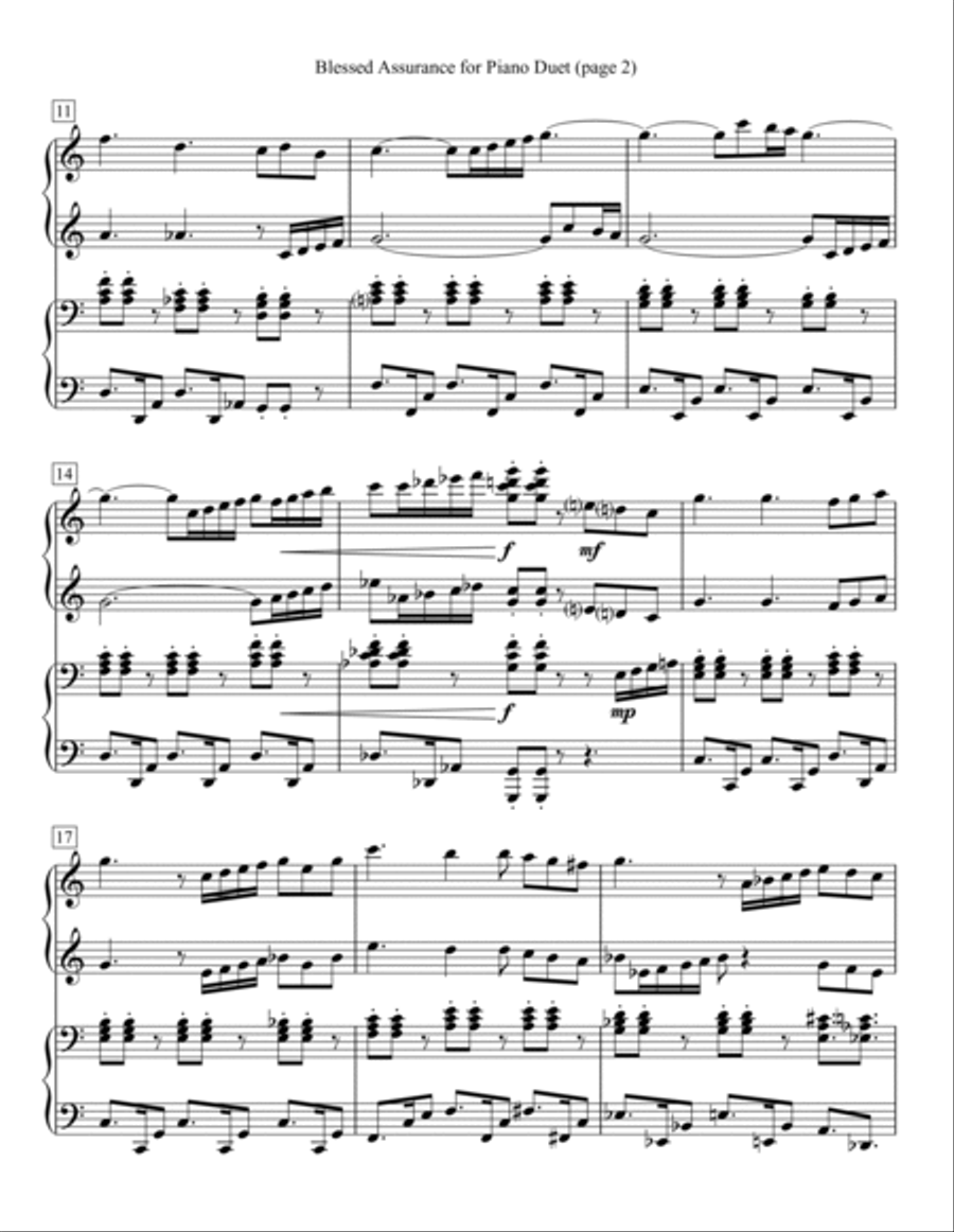 Blessed Assurance for Piano Duet 1 Piano, 4-Hands scores gallery preview page 2