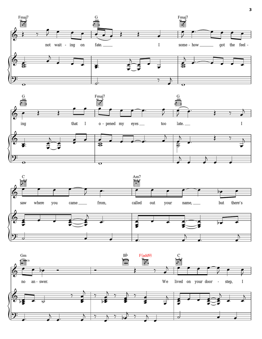 Lines On My Face Piano, Vocal, Guitar scores gallery preview page 3