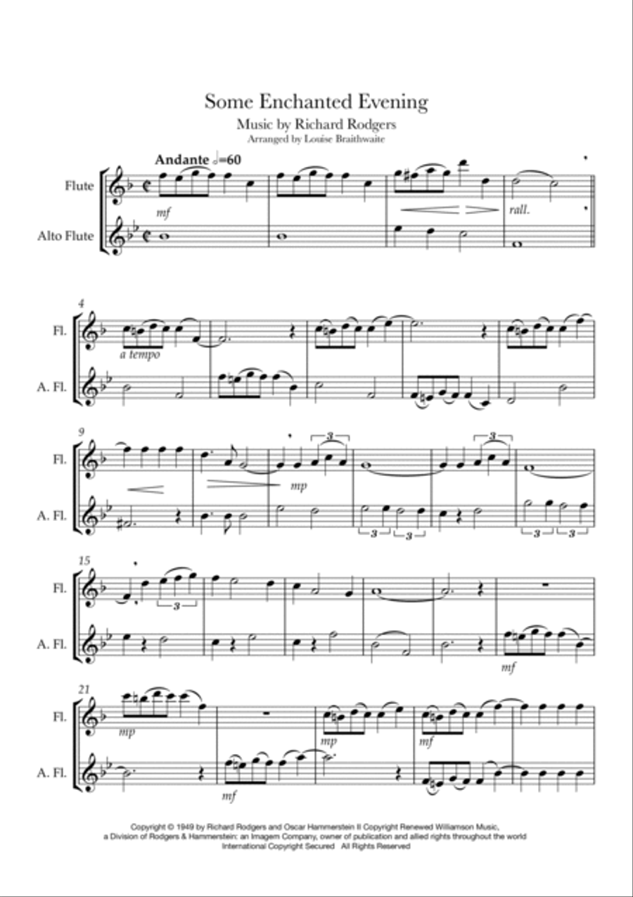 Some Enchanted Evening Flute Duet scores gallery preview page 2