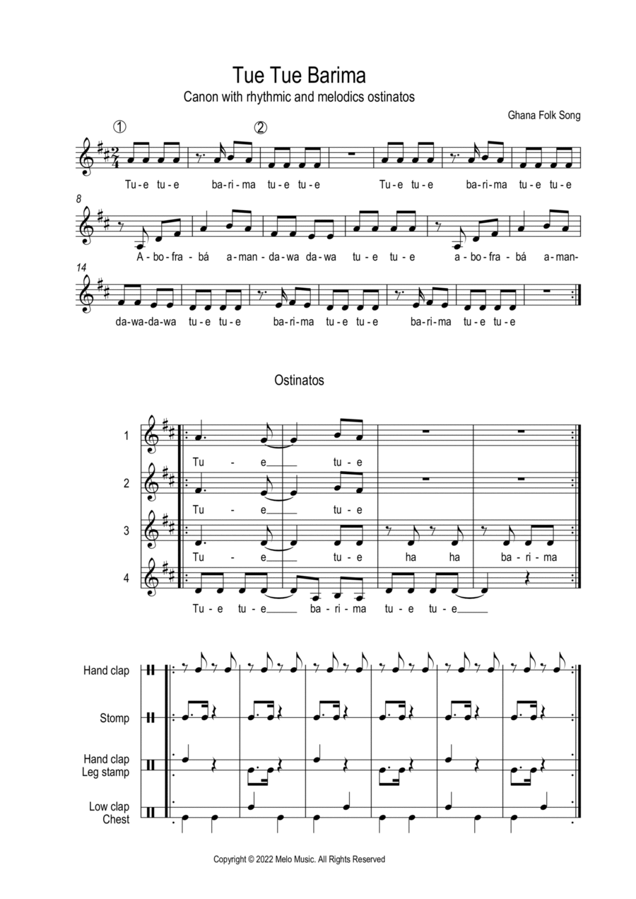 Tue Tue Barima (African Folk Song) Unison Choir scores gallery preview page 1