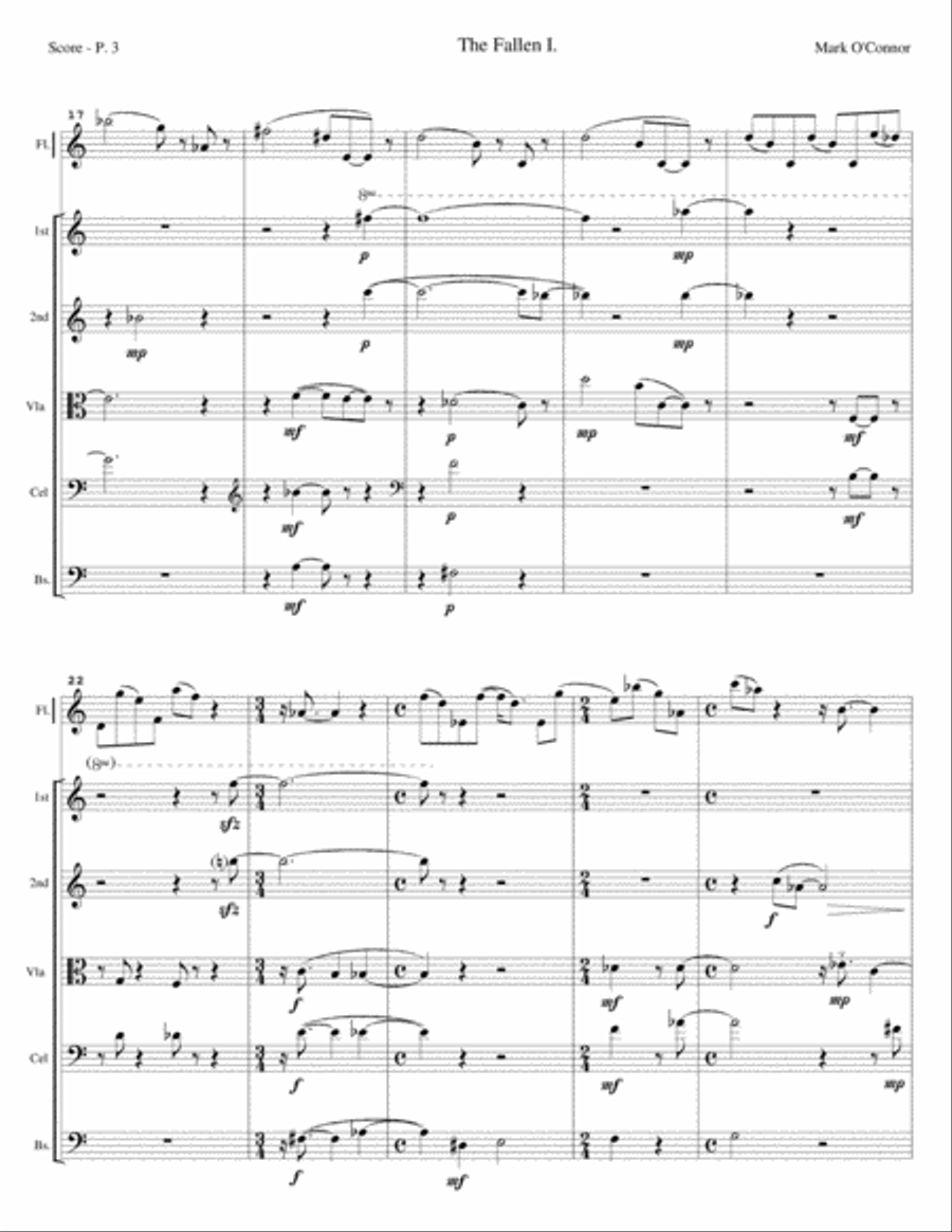 The Fallen – Flute Concerto (score – flute and string orchestra) Chamber Orchestra scores gallery preview page 6