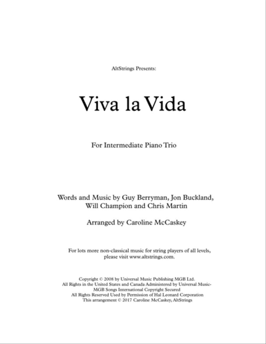Viva La Vida Piano Trio scores gallery preview page 1