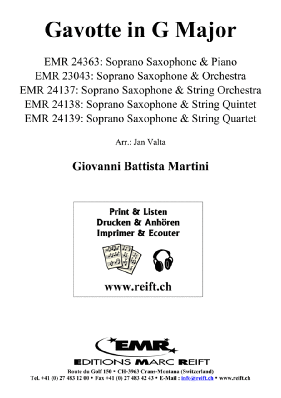 Gavotte in G Major Soprano Saxophone scores gallery preview page 1
