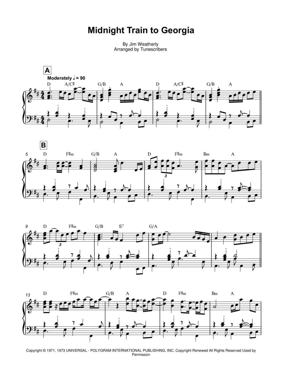 Midnight Train to Georgia Voice scores gallery preview page 1