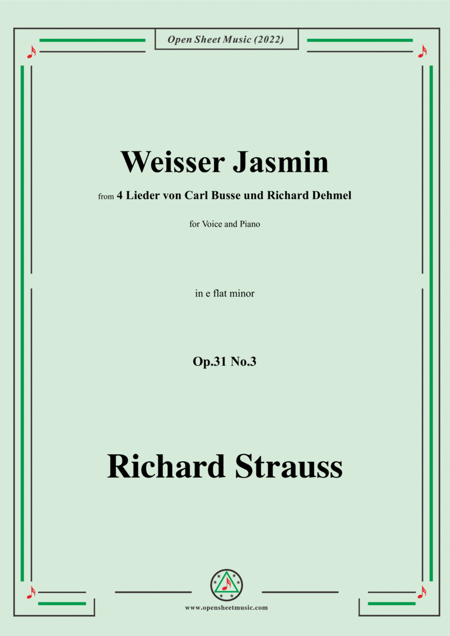 Richard Strauss-Weißer Jasmin,in e flat minor,Op.31 No.3 Voice scores gallery preview page 1