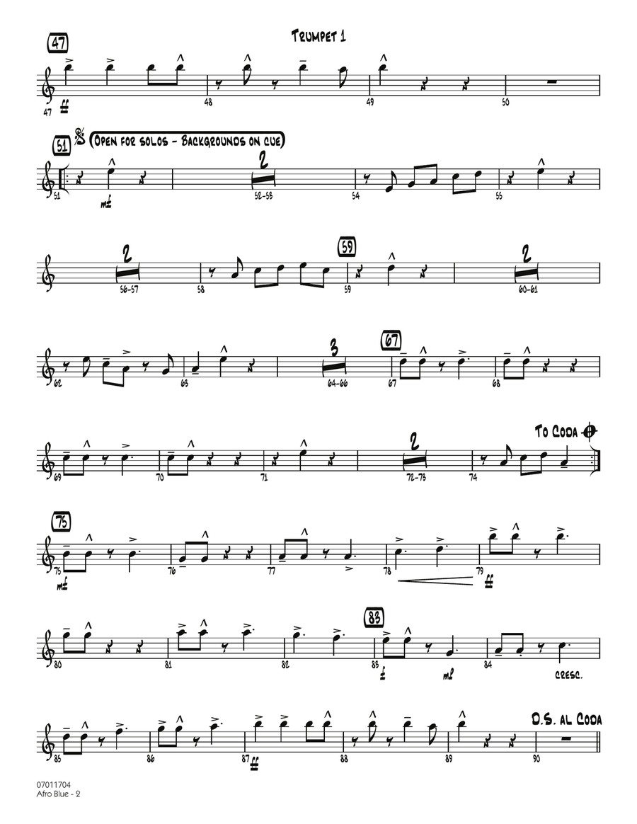 Afro Blue - Trumpet 1 Jazz Ensemble scores gallery preview page 2