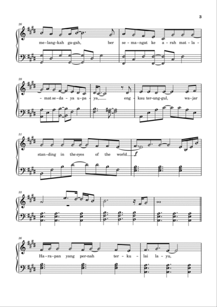 Standing in the Eyes of the World Piano Solo scores gallery preview page 3