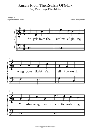 Angels From The Realms Of Glory Large Print Easy Piano
